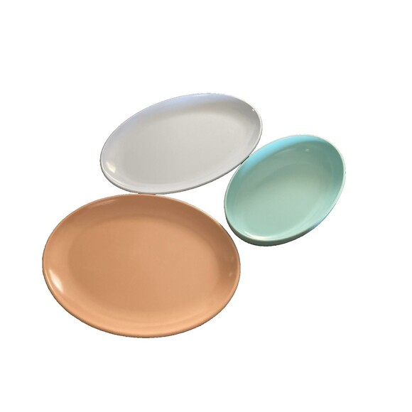 Vintage Watertown Lifetime Ware 3‑Piece Oval Platters/Bowl– Melamine, USA Made - Picture 10 of 11